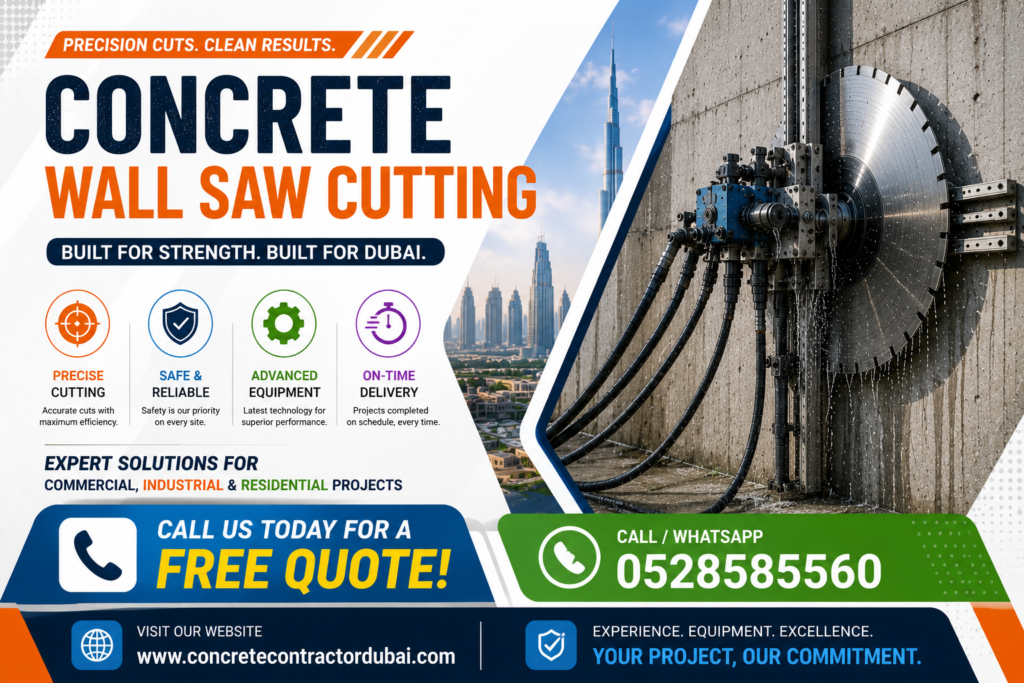 Contact for Concrete Wall Saw Cutting Dubai 