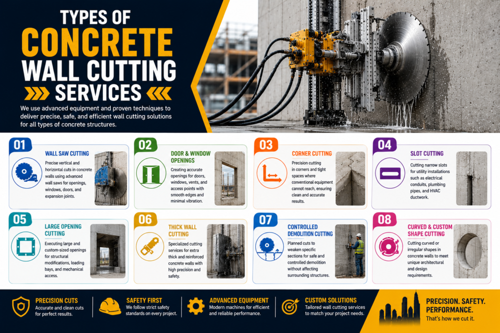 Types of Concrete Wall Cutting Services