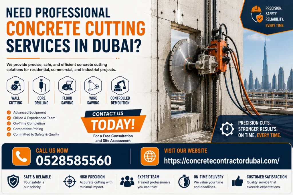 Contact for Best Concrete Wall Cutting Services in Dubai