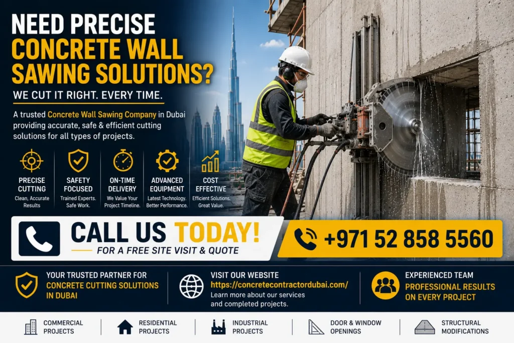 Contact for Professional Concrete Wall Sawing Company in Dubai