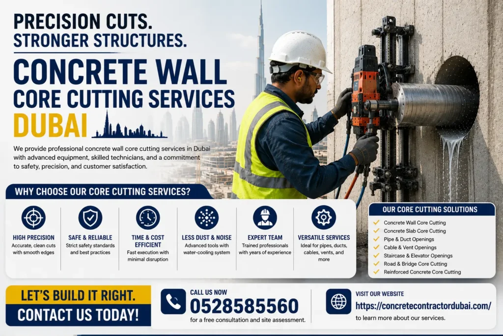 Contact for Best Wall Core Cutting Works in Dubai