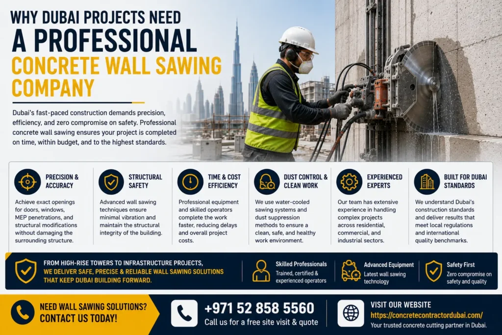 Professional Concrete Wall Sawing Company in Dubai