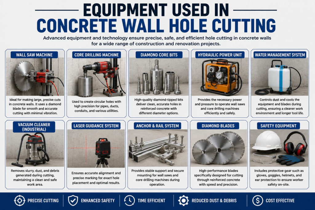 Modern Concrete Wall Hole Cutting Equipments in Dubai