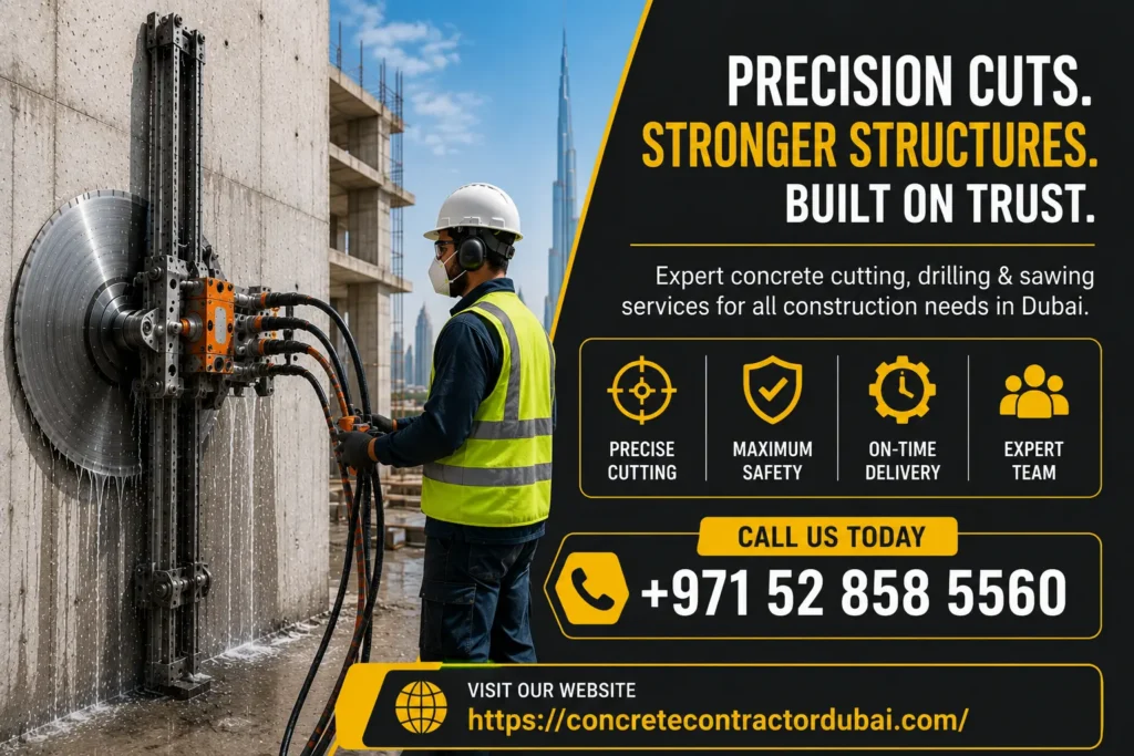 Conract for Hydraulic Wall Saw Cutting in Dubai