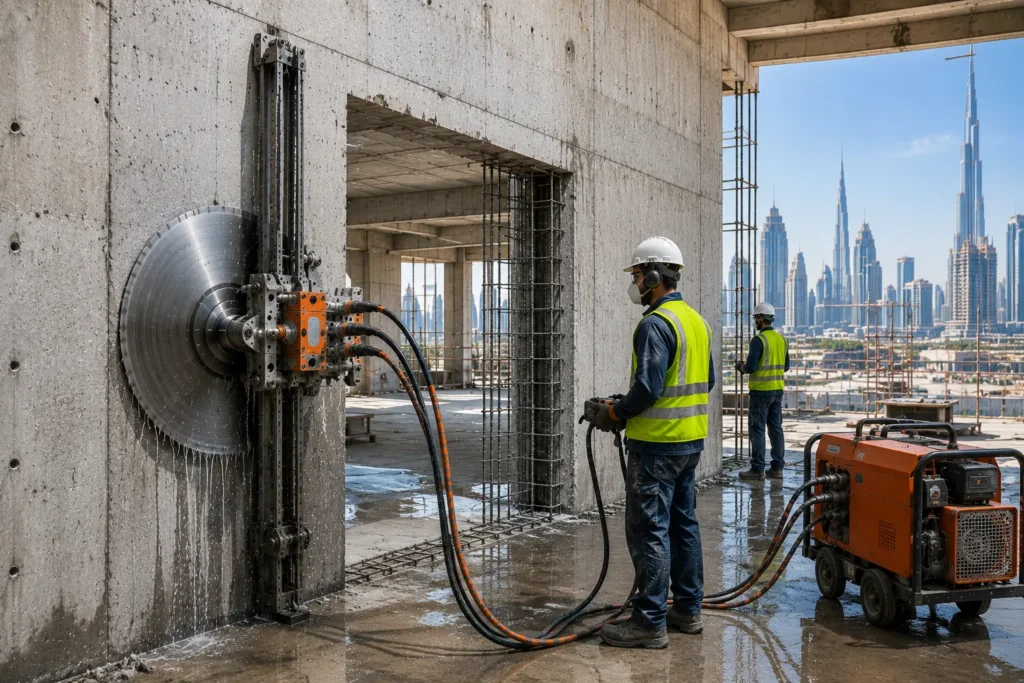 Hydraulic Wall Saw Cutting in Dubai