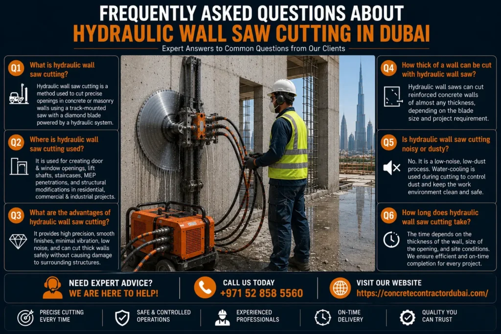 Questions About Hydraulic Wall Saw Cutting in Dubai