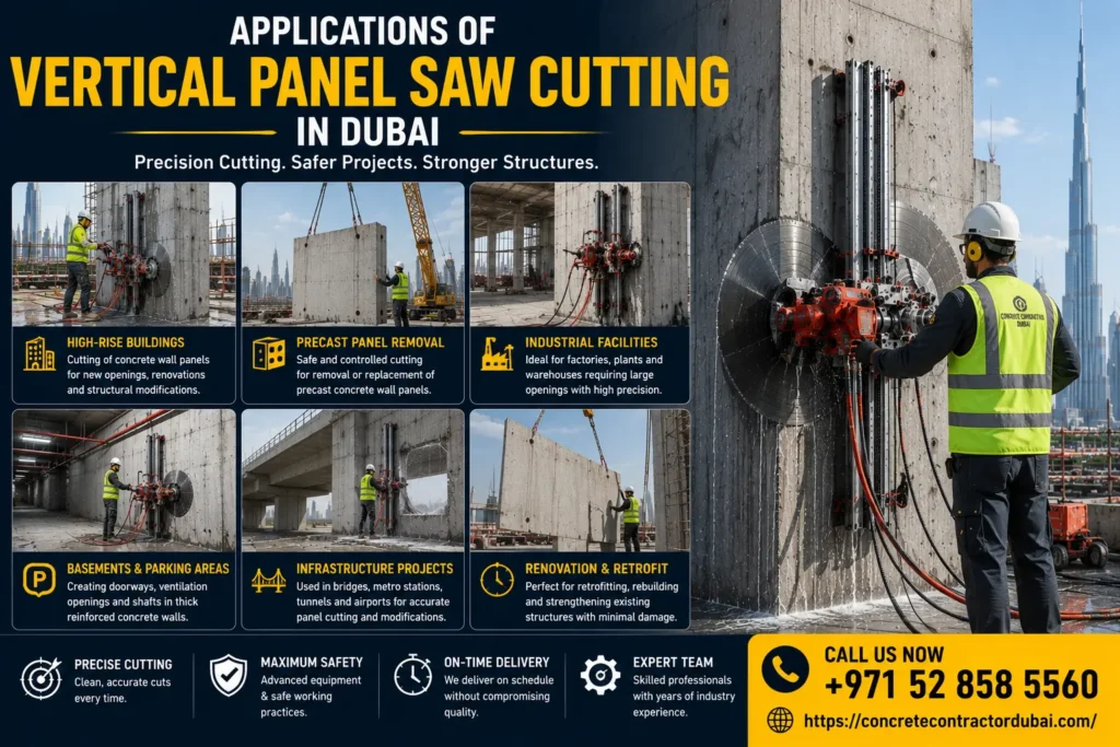 Applications of Vertical Panel Saw Cutting in Dubai