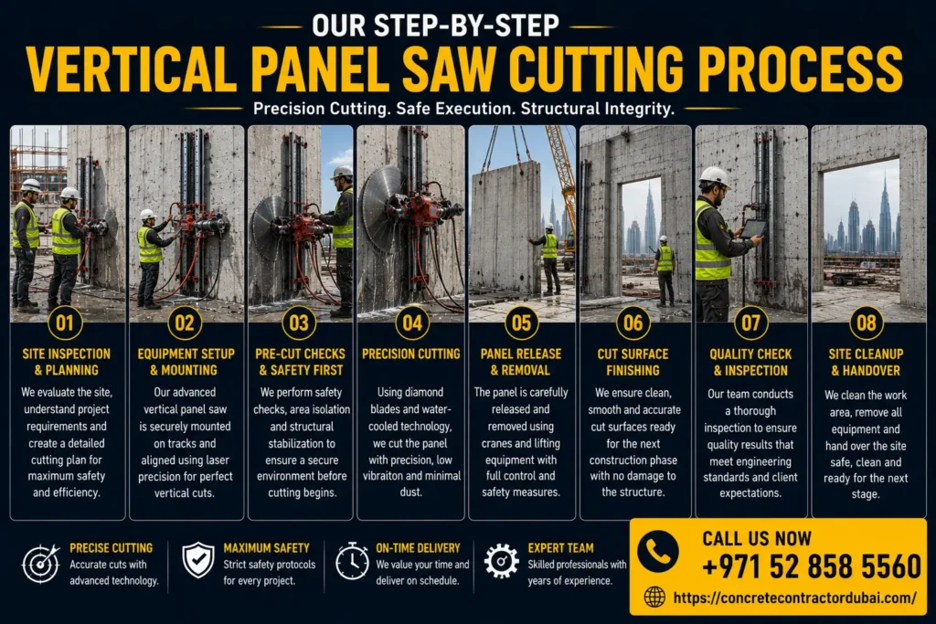 Professional Vertical Panel Saw Cutting in Dubai