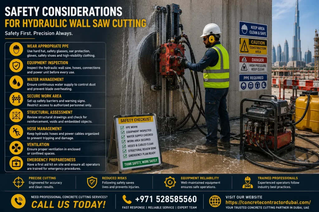 Safety Considerations for Hydraulic Wall Saw Cutting in Dubai