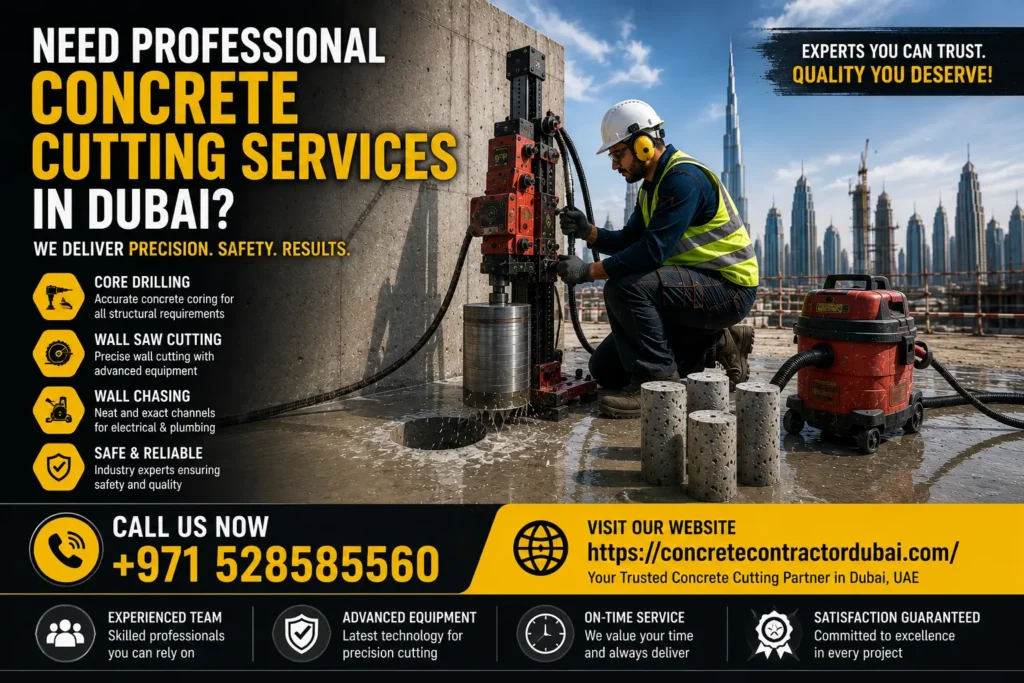 Contact for Professional
Hydraulic Wall Saw Cutting in Dubai