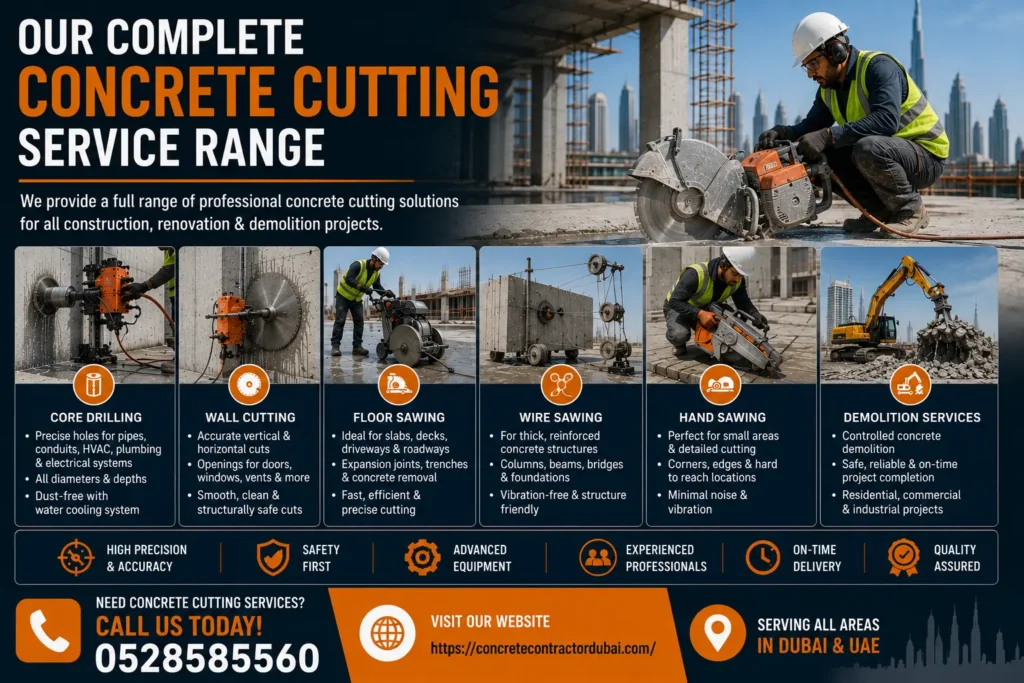 All Services of Professional Concrete Core Drilling Near Me in Dubai