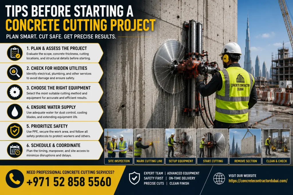Tips Before Starting a Concrete Cutting Project Dubai