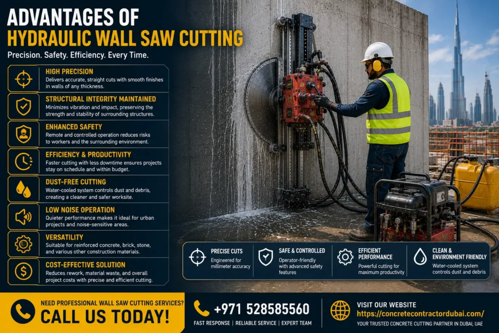 Advantages of Hydraulic Wall Saw Cutting in Dubai