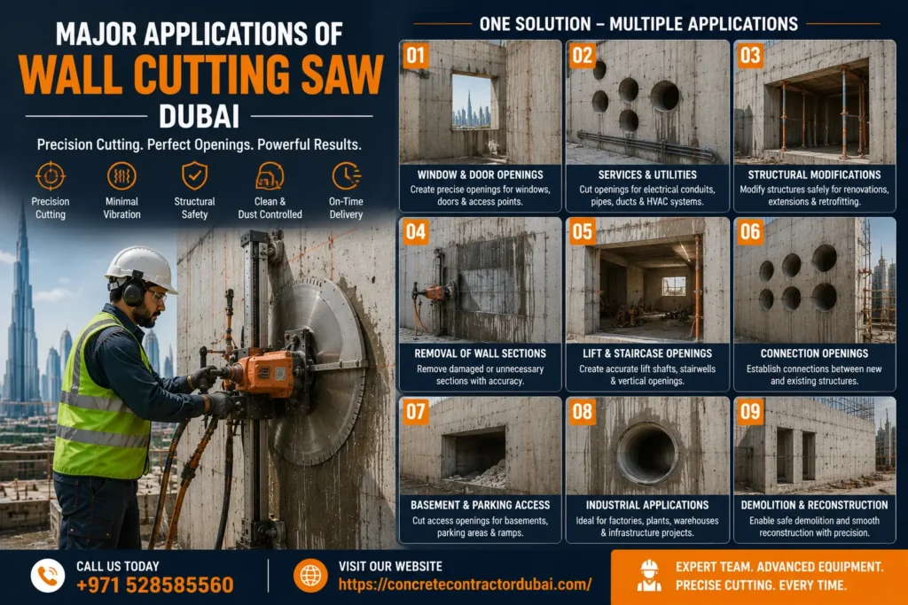 Major Applications of Wall Cutting Saw Dubai