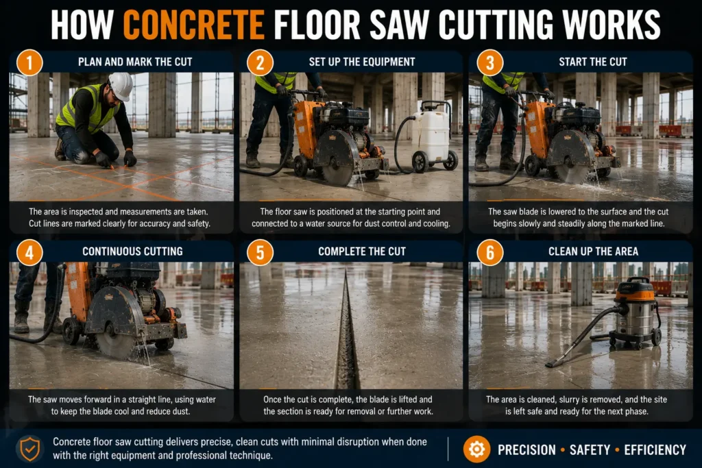 How Concrete Floor Saw Cutting Works