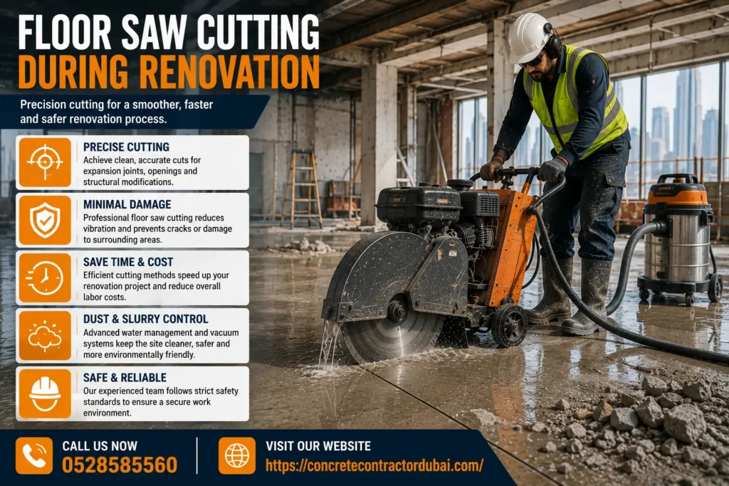 Floor Saw Cutting During Renovation