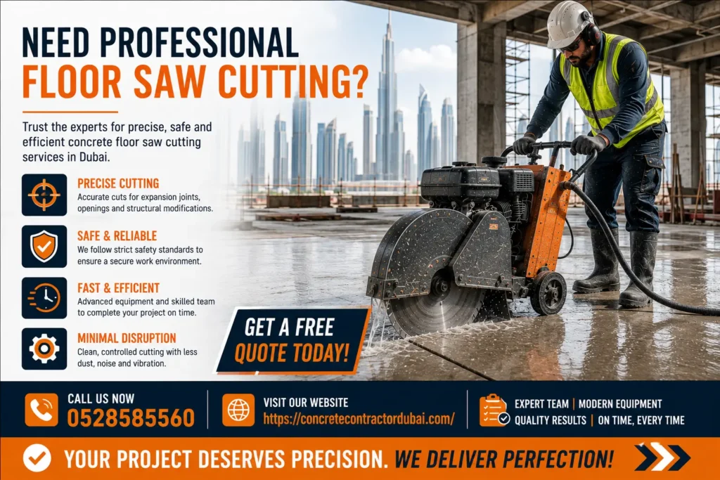 Contact for Professional Concrete Floor Saw Cutting in Dubai