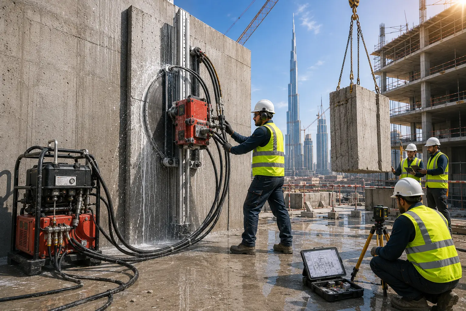Hydraulic Concrete Wall Saw Cutting