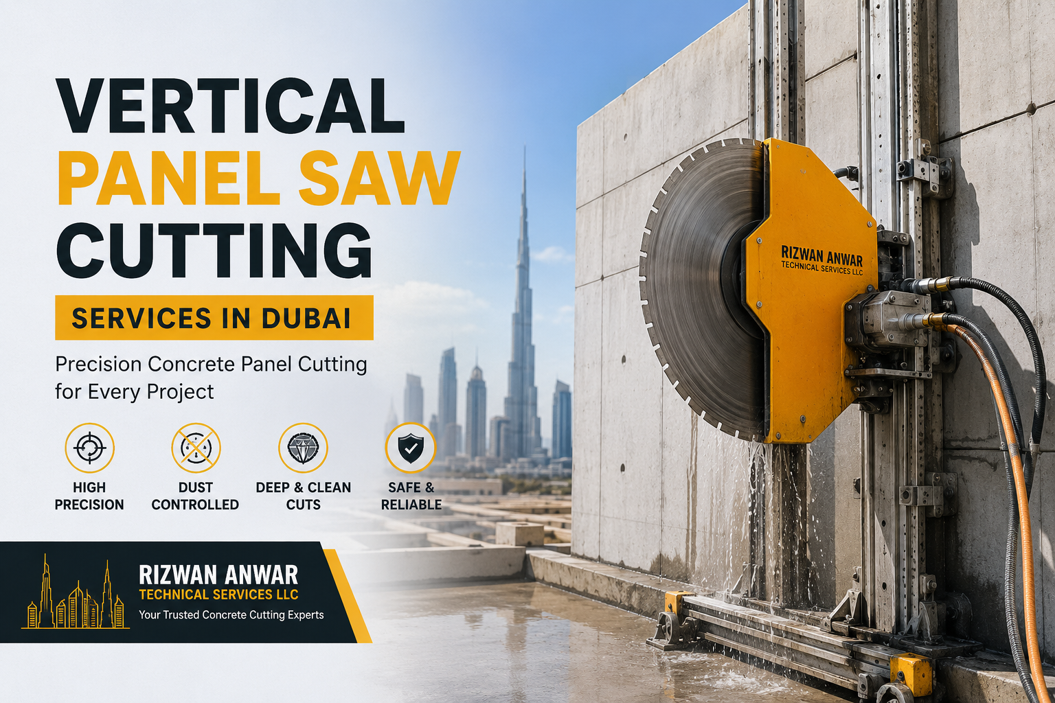 Vertical Panel Saw Cutting Services in Dubai | Precision Concrete Panel Cutting